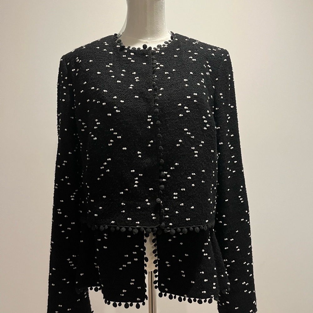 Oscar de la Renta Black and White Textured Blazer